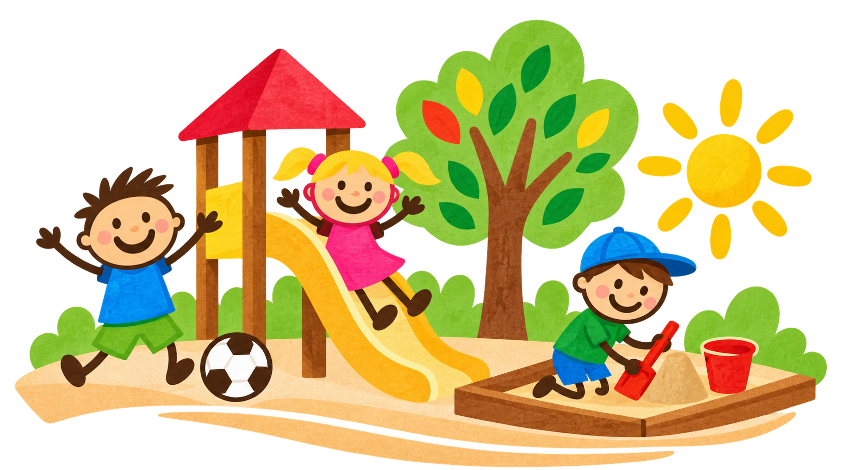 Spielende Kinder im Außenbereich
